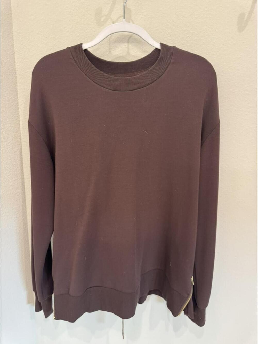 Varley DoubleSoft Brown Crewneck Sweatshirt Set XL Top, M Bottom